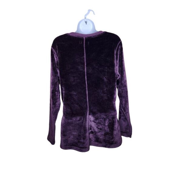 UGG Long Sleeve VNeck Velour Pullover Fuzzy Top Womens L Purple - Picture 3 of 5